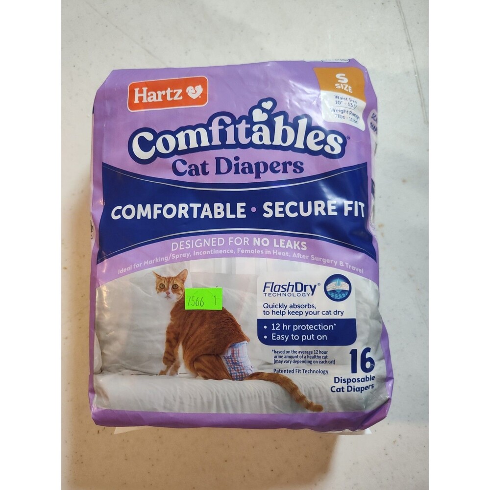 Hartz Comfitables Cat Diapers, Size S 16 Count,  Comfort & Secure (1062)